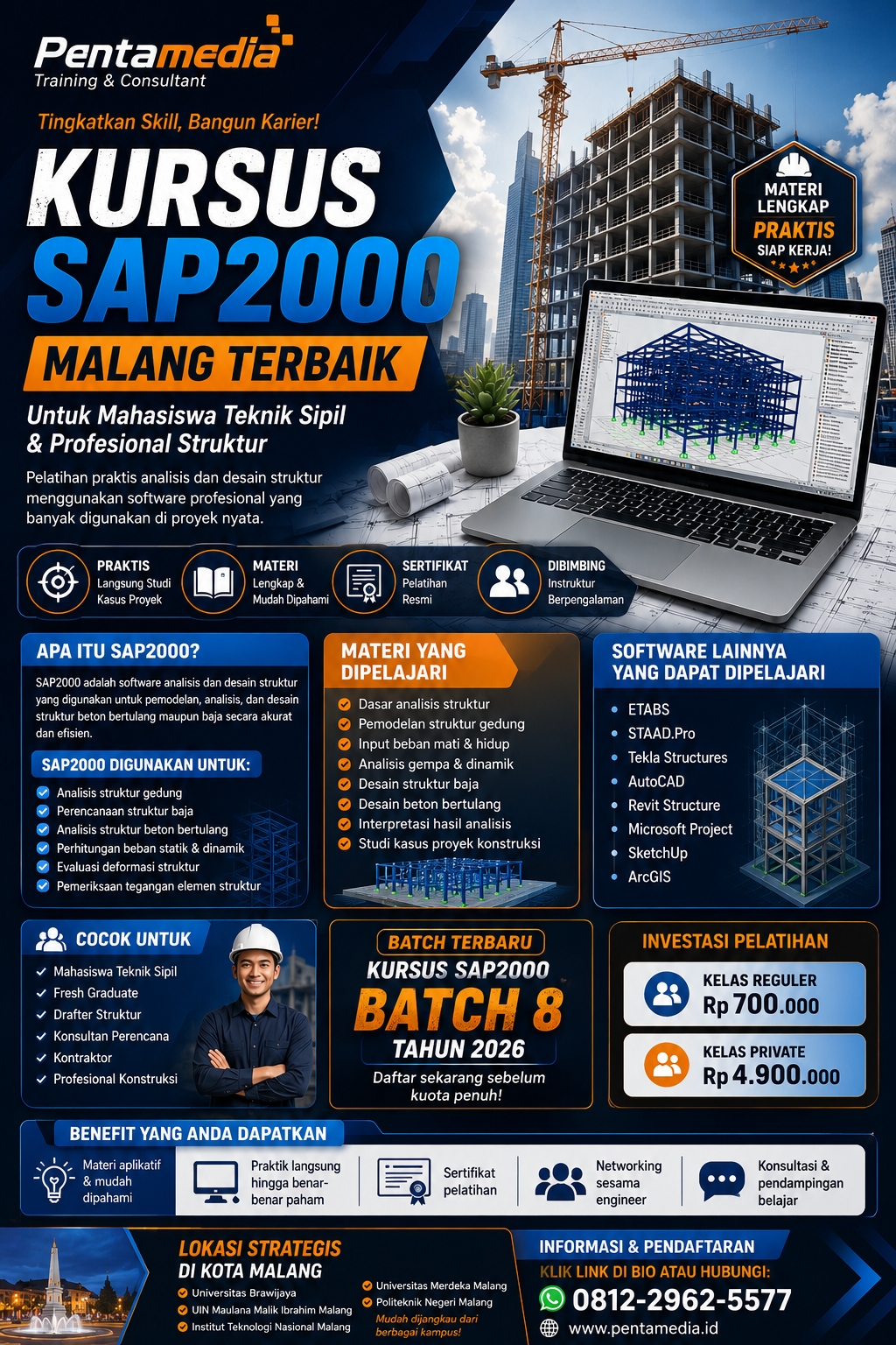 Kursus SAP2000 Malang Terbaik untuk Mahasiswa Teknik Sipil dan Profesional Konstruksi